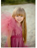 V Neck Dusty Rose Tulle Maxi Flower Girl Dress